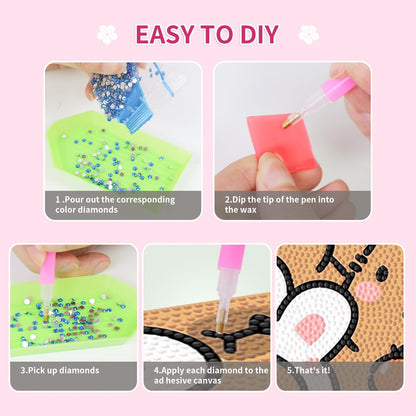 PERFECTSIGHT Cute 5D Diamond Art Kits, Kawaii DIY Painting Art for Adults Teen, 4 Pack Diamond Arts and Crafts Sets, Big Gem Full Drill Diamond Dots for Women (Capybara)