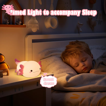 OkiyiD Axolotl Gifts, Cute Axolotl Night Light for Kids, Animal Silicone Nursery Night Lamp, Cute Room Decor Night Light for Kids Girls Boys Birthday Christmas Gifts
