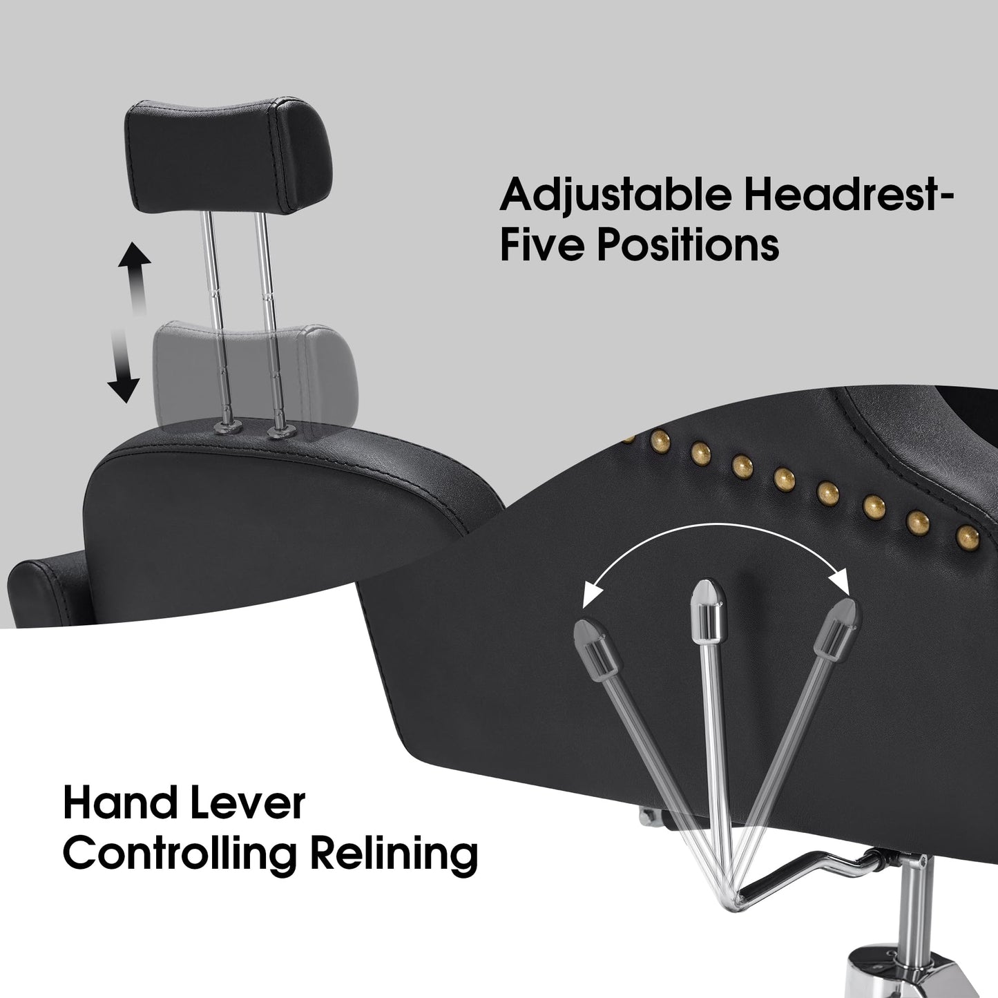 BarberPub Classic Recliner Leathern Barber Chair Antique Heavy Duty Hair Spa Salon Styling Beauty Equipment 3125