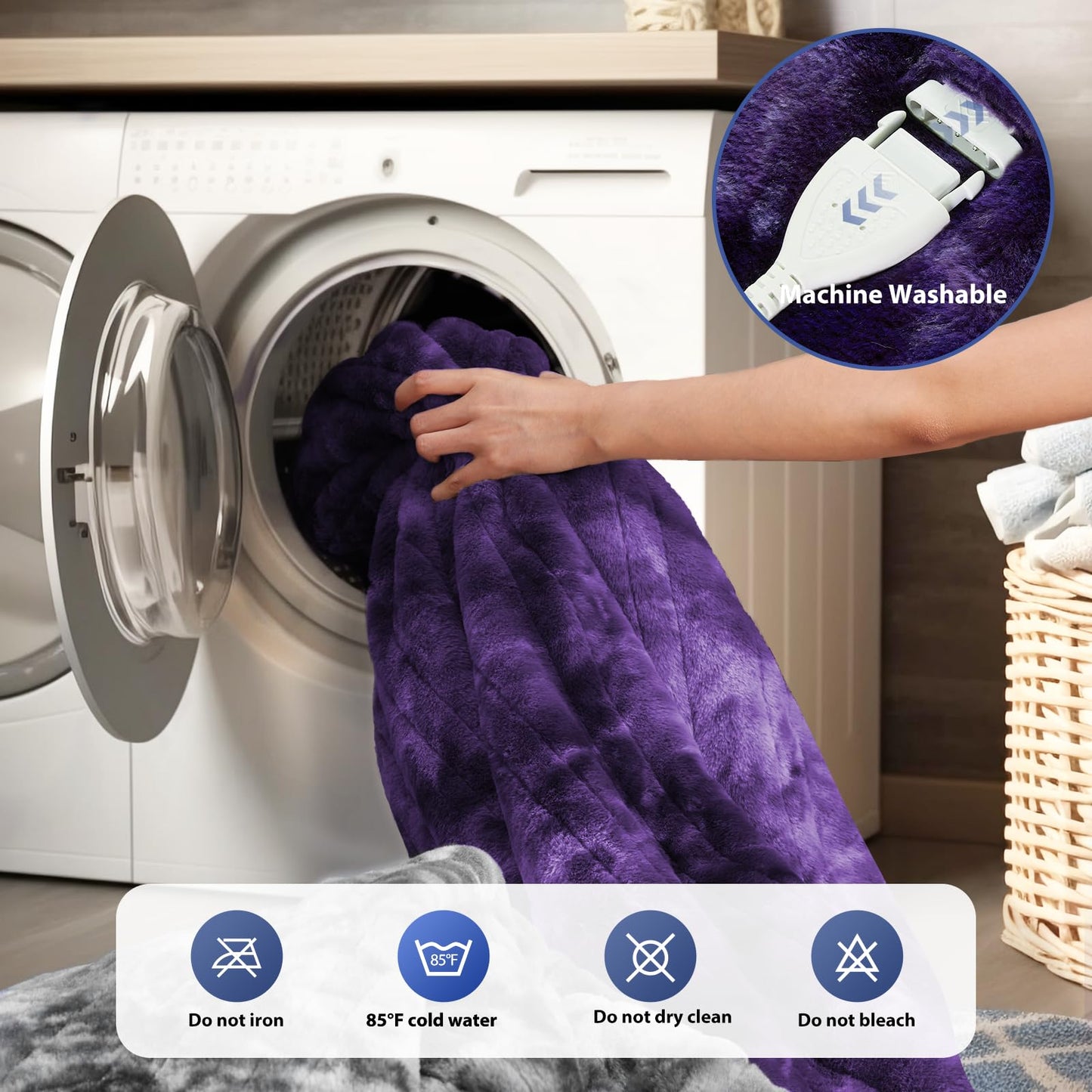 MAXEVE Electric Heated Throw Faux Rabbit Fur Blanket with 8 Heating Levels & 8 Hours Auto Off, Fast Heating Warm Cozy Sherpa Washable Blanket with Over-Heat Protection, ETL Certification, Grey