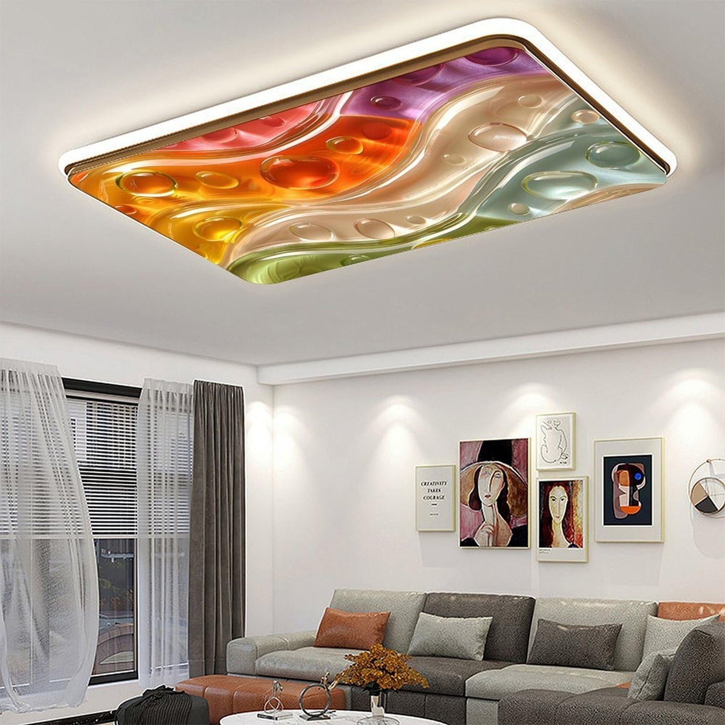 YEXLE 2PCS Stained Glass Fluorescent Light Covers Magnetic Ceiling Light Cover, Classroom Lights Covers Classroom Supplies for School Classroom Home Office,4 X 2 Feet