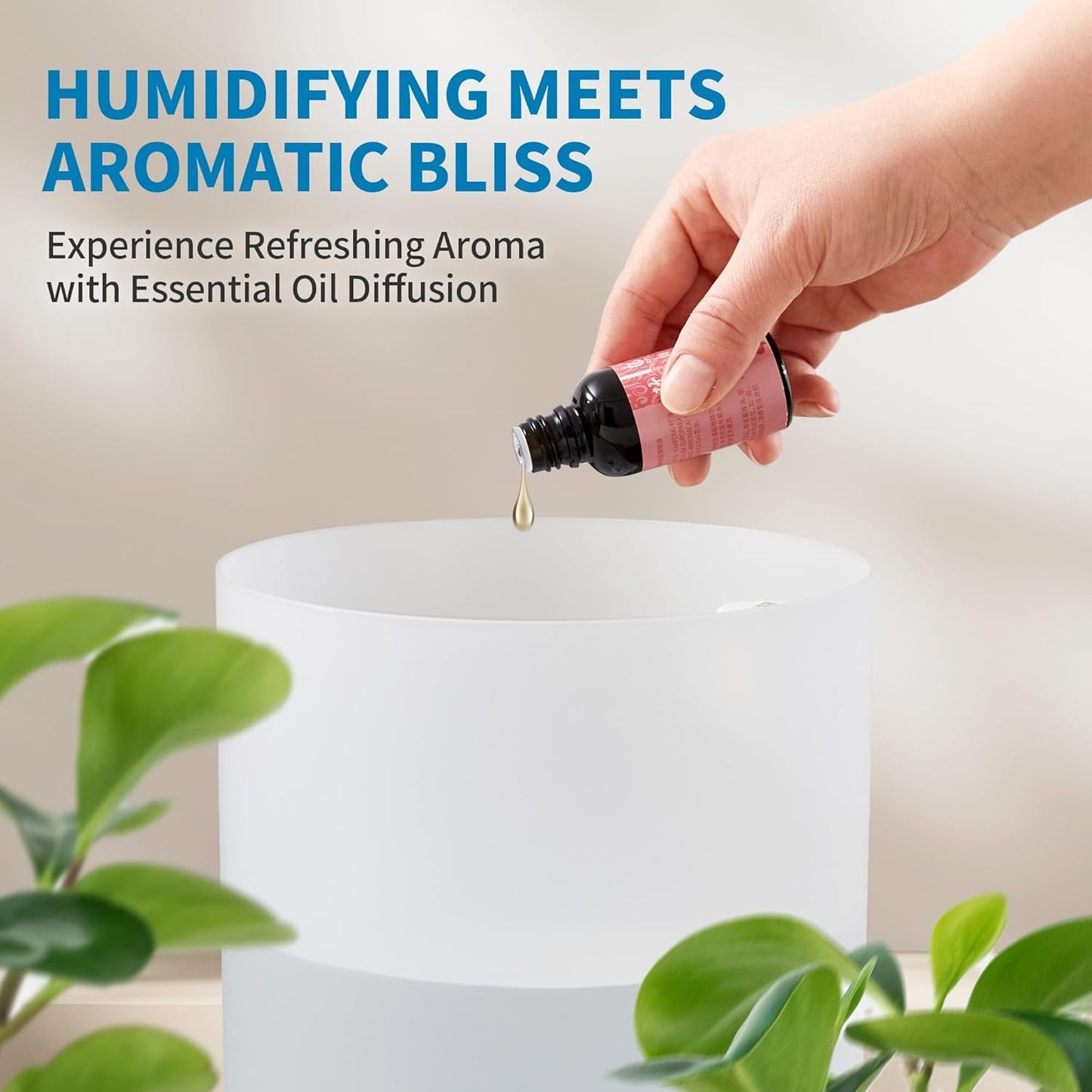 2.5L 25H Clarston Humidifiers for Bedroom, Cool Mist Humidifier with Essential Oils Diffuser and Nightlight, Top Fill