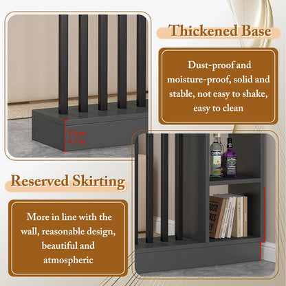 39.4in/100cm Entrance Hall Partition Screen, Wooden Room Divider with Storage Shelves, Modern Freestanding Wood Room Divider Screen, Privacy Screens Room Partition Post (Grey, 100cm/39.4in)