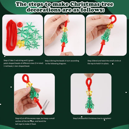 KIMOBER 36 Sets Christmas Crafts Beaded Ornament Kit,12 Wreath,12 Snowman,12 Christmas Tree Xmas Holiday Tree Decorations(Assembly Needed)