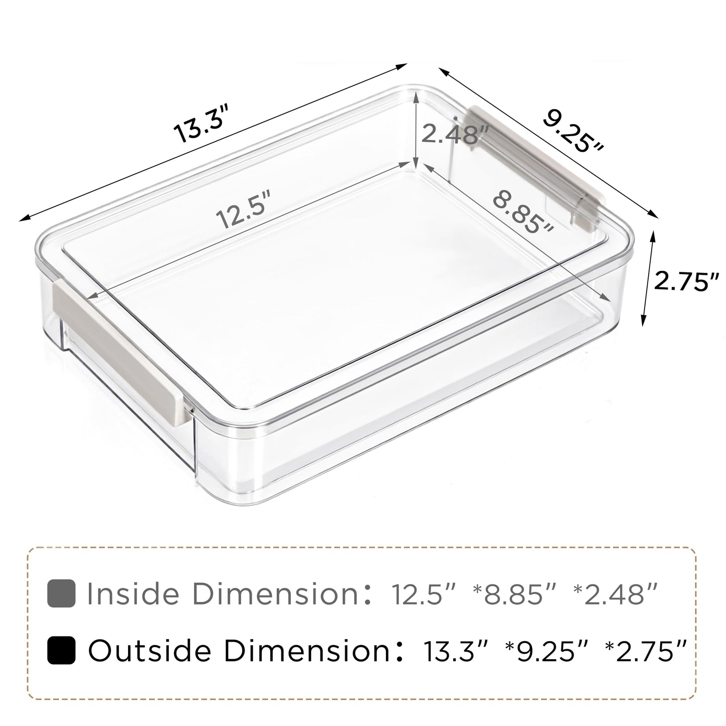 Citylife 2 PCS 6 Qt Plastic Storage Bins with Lids and Latches, Portable Stackable Storage Bins, Clear Plastic File Box for Organizing A4 Paper, Letters, Documents, Art Supplies, and Crafts