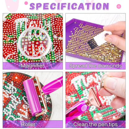 RaySoar Diamond Art Pens Diamond Art Tools Painting Pen with Screw Metal Tips Multi-Placer Tool Accessories for Adults Gem Rhinestone Picker Stylus Purple