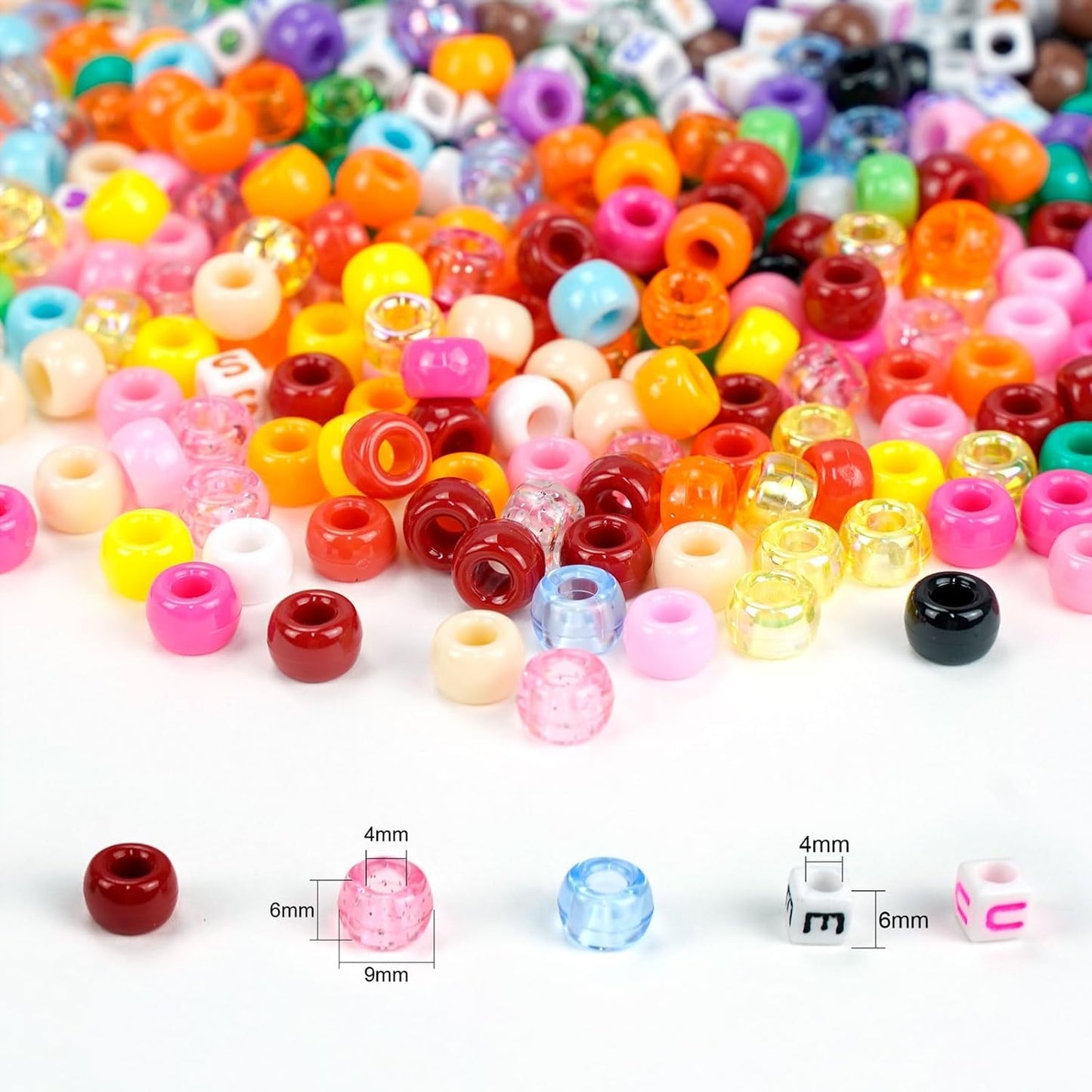 Dowsabel Friendship Bracelet Making Kit, Pony Kandi Beads & 11 Different Beads, 8 Colors Nylon Thread, DIY Jewelry & Craft Gifts