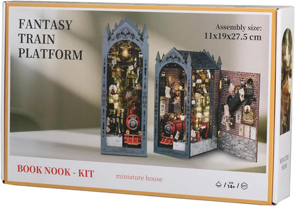 suruim DIY Book Nook Kit Bookend Puzzle Miniature Nook Library Bookshelf Insert Bookends Decoration Books Ornaments