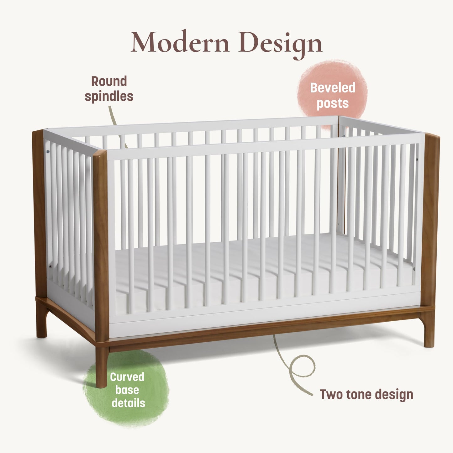 Little Seeds Laurel 4-in-1 Convertible Crib, Black/Chestnut