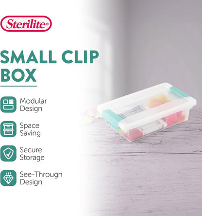 Sterilite 6-Pack Clip Box - Stackable Clear Plastic Bins with Latching Lids for Arts & Crafts Storage