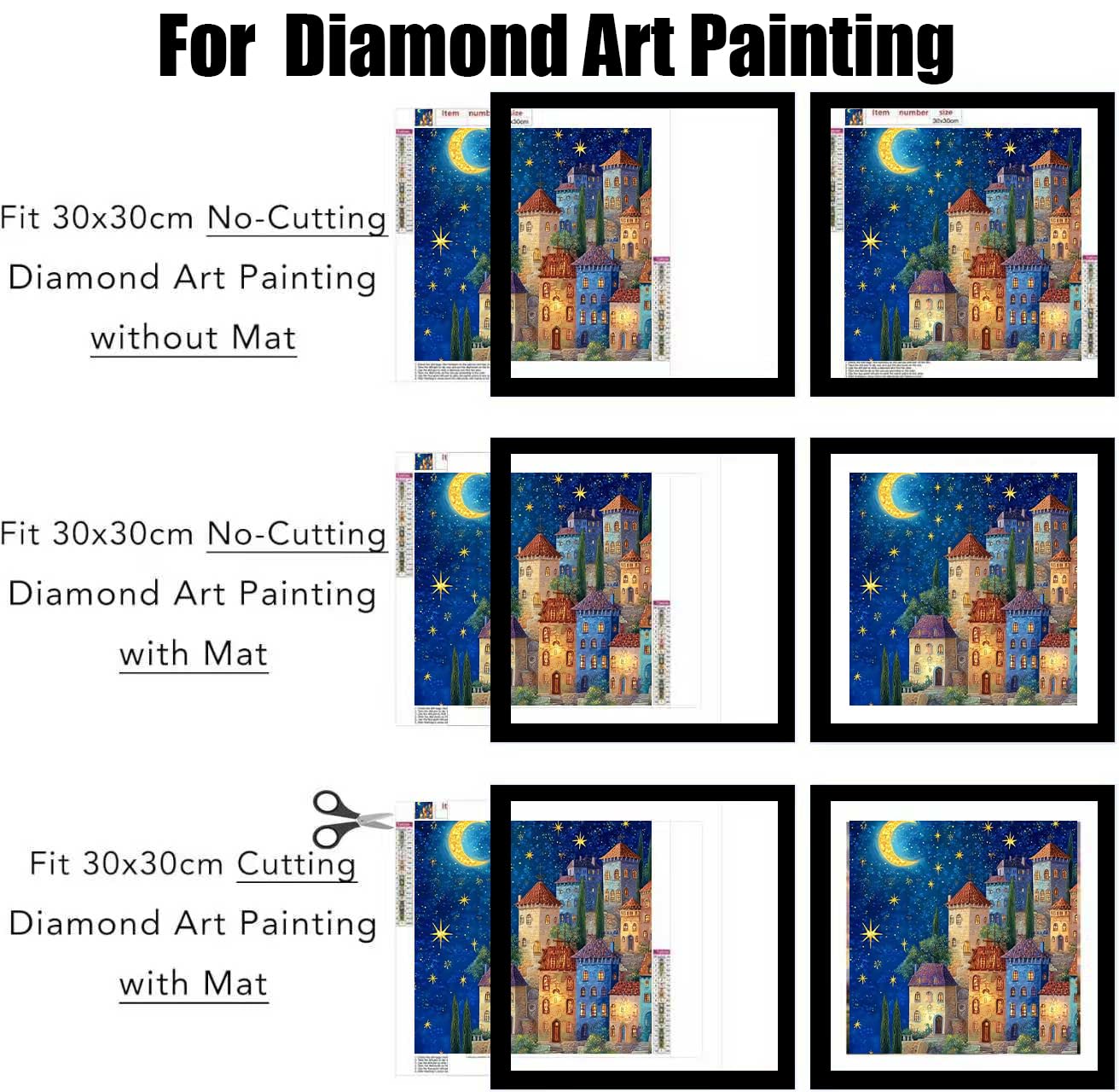 BESCRCL 12x12 Picture Frame Black Set of 6, Diamond Art Painting Frames Display Photo 10x10 or 12 x 12 without Mat, Wall Hanging Frame with Plexiglass
