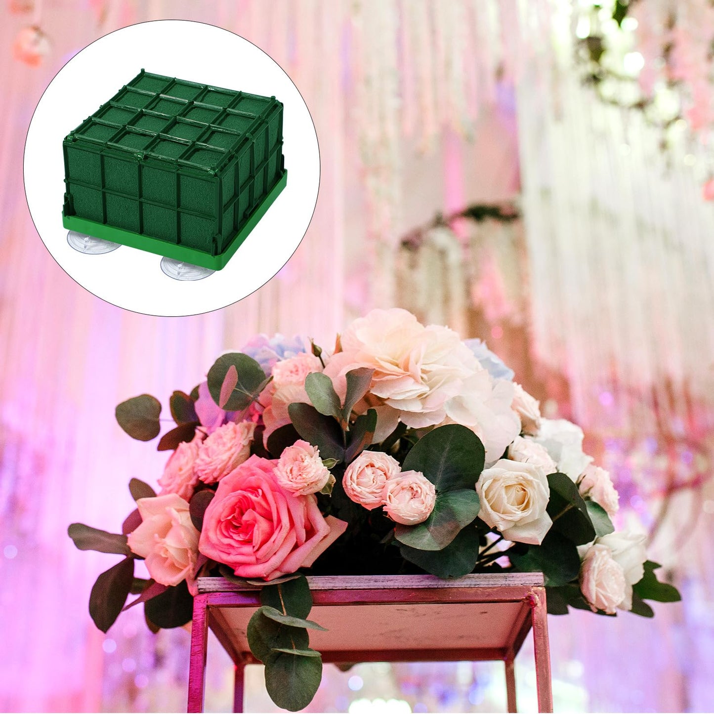 Boao 2 Pieces Floral Foam Cage Rectangle Flower Cage Holders with Floral Foam Flower Arrangement Supplies for Fresh Flowers Wedding Decorations 4.3 x 4.3 x 3.5 Inch