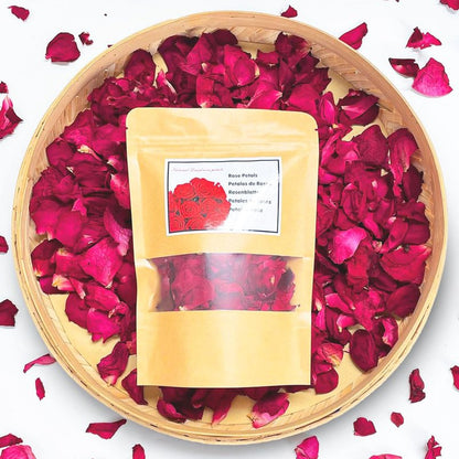 Fortunate Flowers Red Dried Rose Petals for Wedding, 1.75oz/50g Dried Red Flower Petals for Wedding, Real Fresh Dried Rose Flowers Petals for Bath, Confetti, Flower Girl, DIY Crafts, Bridal Shower