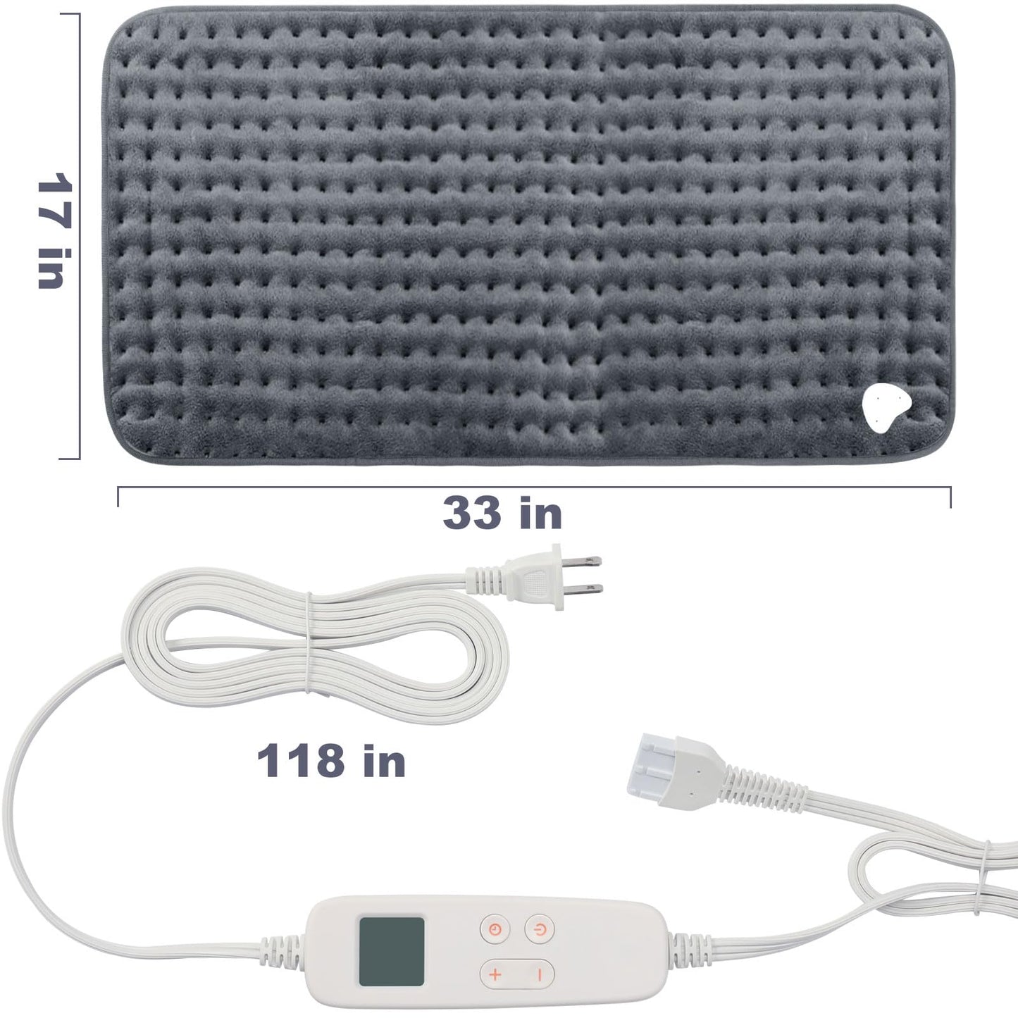 VAAGHANM Heating Pad: 33 x 17 inches Electric Heating Pad for Back Pain Relief -Extra Large Heat Pad for Shoulder/Neck/Cramp/Menstrual Pain - Upgraded 6 Timer & 6 Temperature Controller