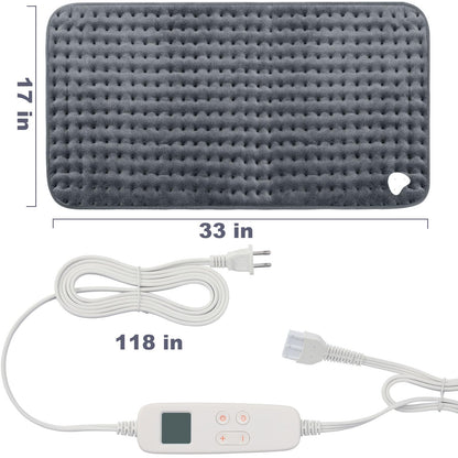 VAAGHANM Heating Pad: 33 x 17 inches Electric Heating Pad for Back Pain Relief -Extra Large Heat Pad for Shoulder/Neck/Cramp/Menstrual Pain - Upgraded 6 Timer & 6 Temperature Controller