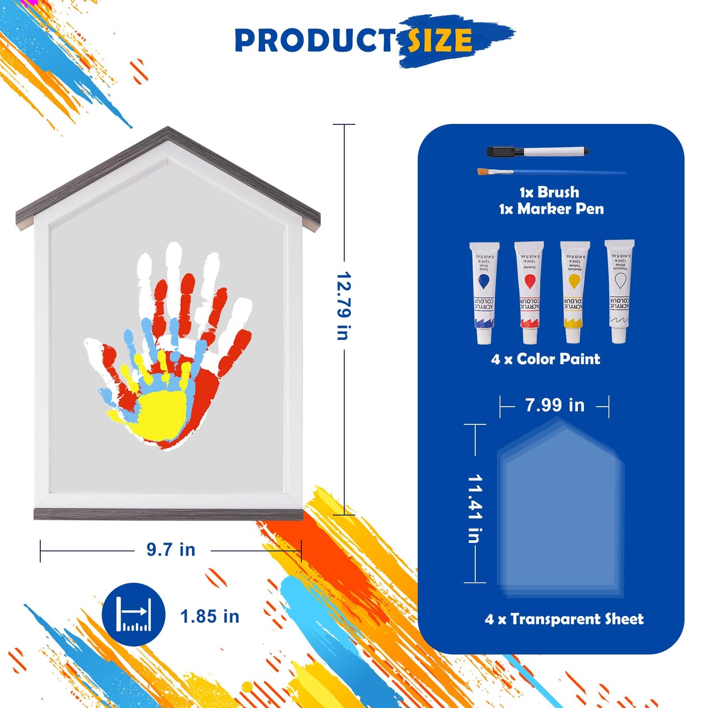 CHERRY CHEERS Exclusive House Shaped Family Handprint Kit; Unique DIY Keepsake, Complete Set, Meaningful Gift for Home Decor, Family Craft & Memory Making, Wall Art