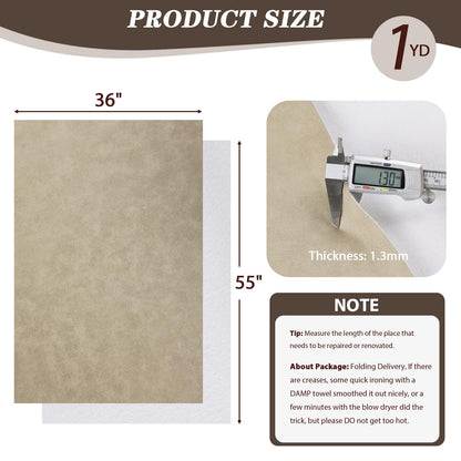 Faux Leather Vinyl Upholstery Fabric by The Yard, 1.3mm Thick Soft Anti-Scratch Durable Marine Vinyl Fabric Synthetic Leather for Sofa Bags Chairs Car Seats DIY Crafts, 1 Yard Cut 55" x 36" (Oatmeal)