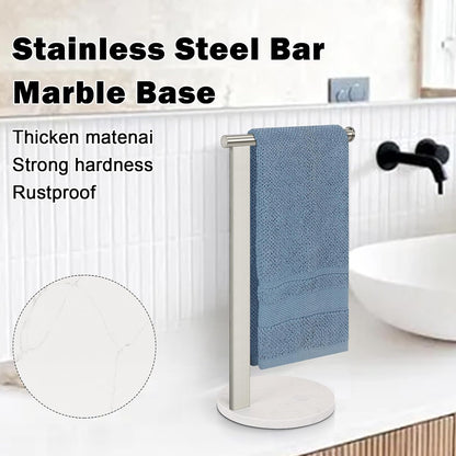 SUS304 Stainless Steel L-Shaped Hand Towel Holder, Thickened Base Bathroom Towel Rack for Countertop Vanity, Brush