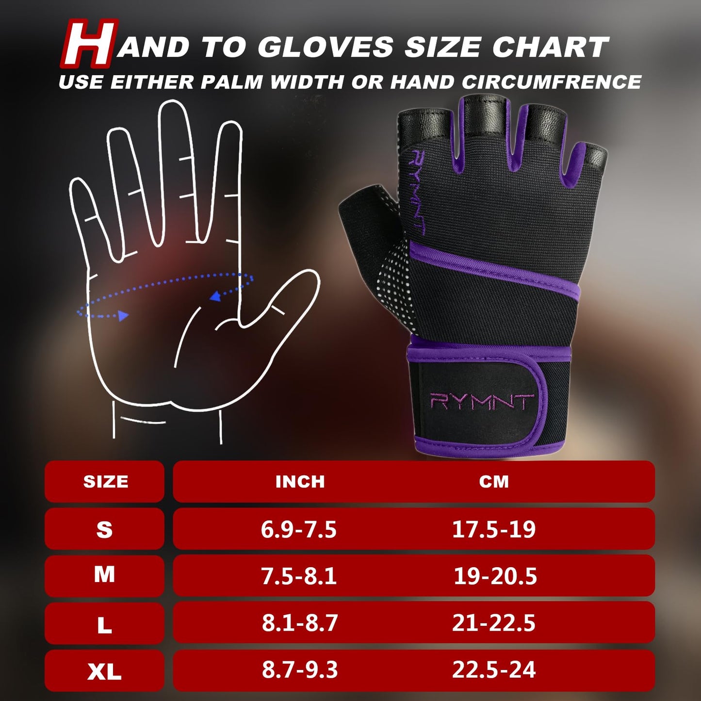 Workout Gloves with Wrist Wrap Support, Weight Lifting Gloves with Full Palm Protection & Extra Grip for Men Women Gym Exercise, Fitness, Weightlifting, Pull ups