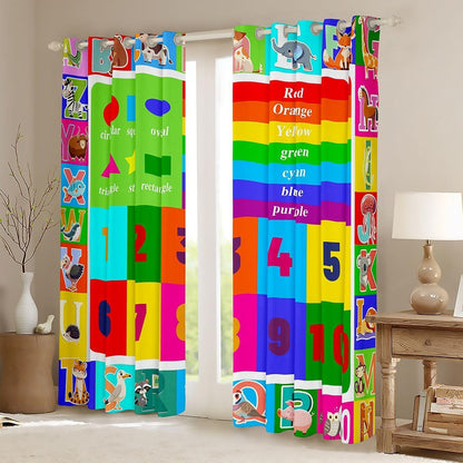 42"x63" Feelyou Kids Educational Curtains for Bedroom Playtime Collection ABC, Numbers and Shapes Learning Thermal