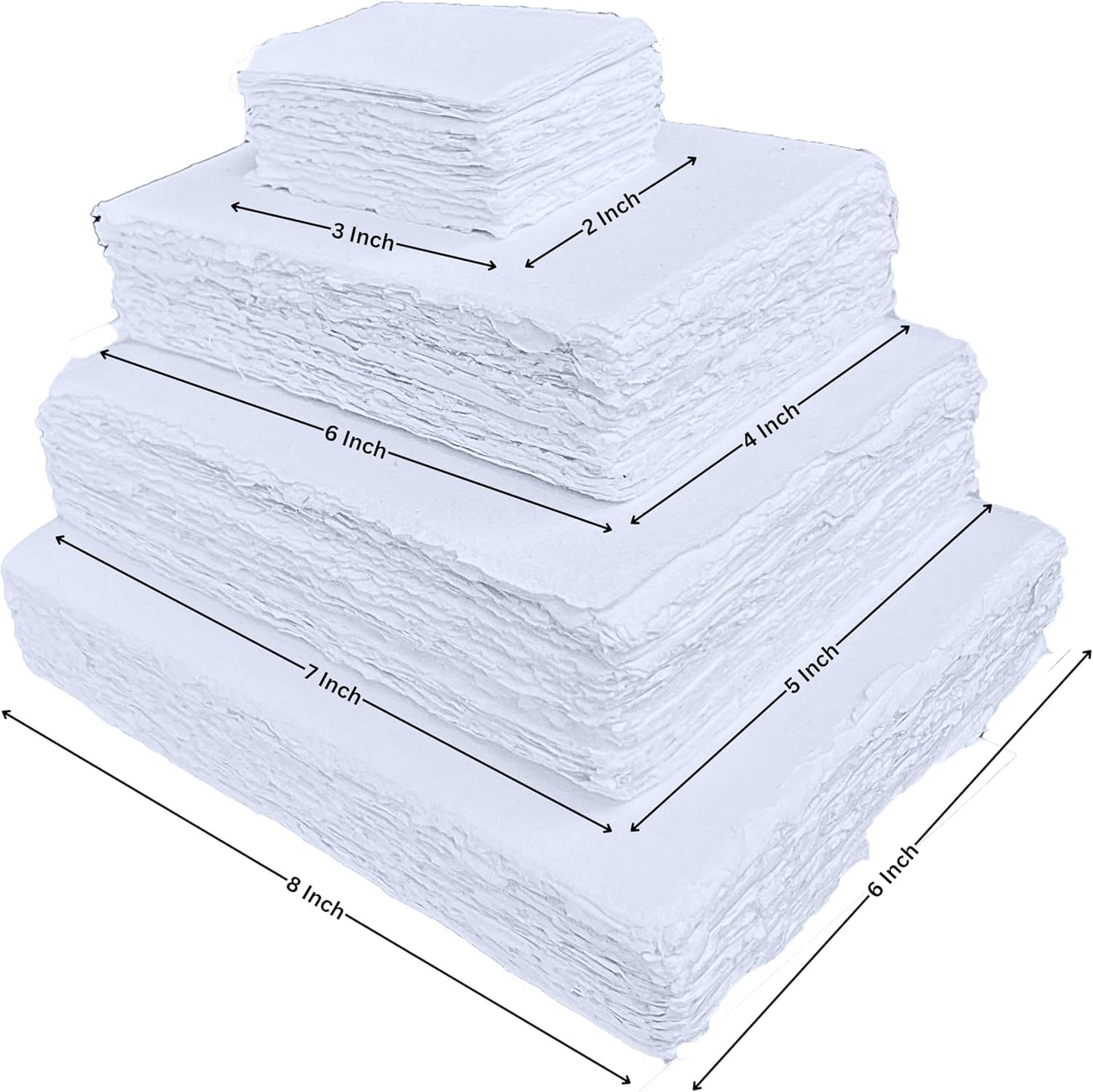 Handmade White Deckle Edge Blank Paper - 5x7 Inch Package of 50 - Mixed Media Loose Leaf Paper for Postcards, Invitations, Crafts and Announcements - Thick 150 GSM