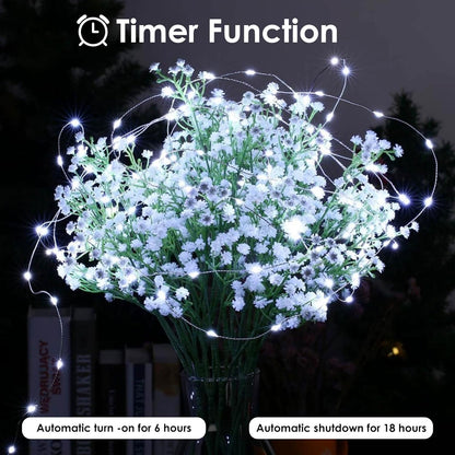 Skiennix 2-Pack Battery Operated Fairy Lights - Waterproof 16FT 50 LED String Lights for Indoor/Outdoor Decor | Cool White