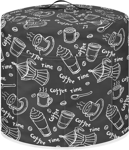 Dust Cover for 3 Quart Instant Pot, Easy Clean Pressure Cooker Cover with Pocket for Home Decor (Coffee Time Black)