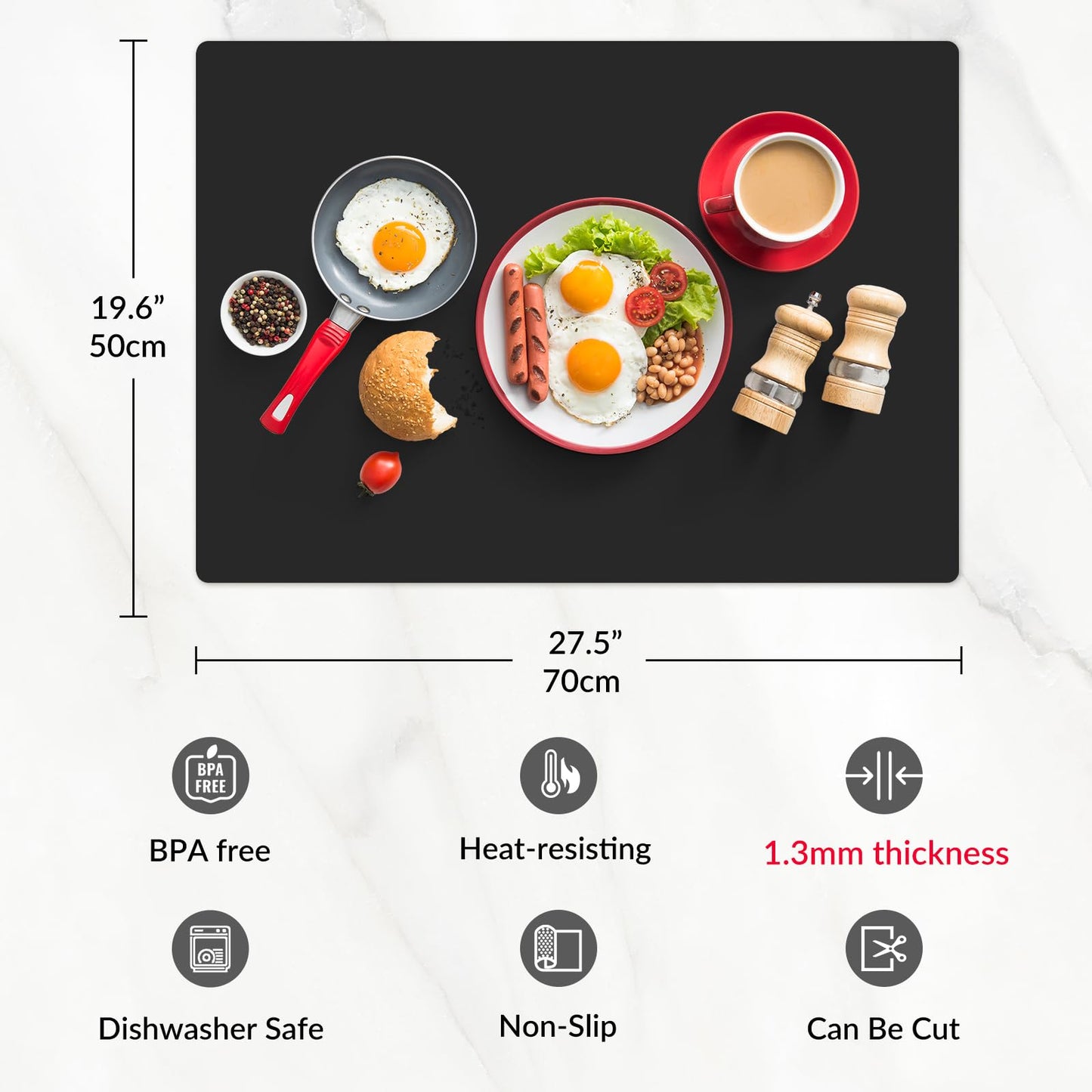 Large Silicone Mat for Counter, Thick Kitchen Countertop Protector，Non Slip Silicone Craft Table Mat, Desk Pad, Multi-purpose and Stain Resistant