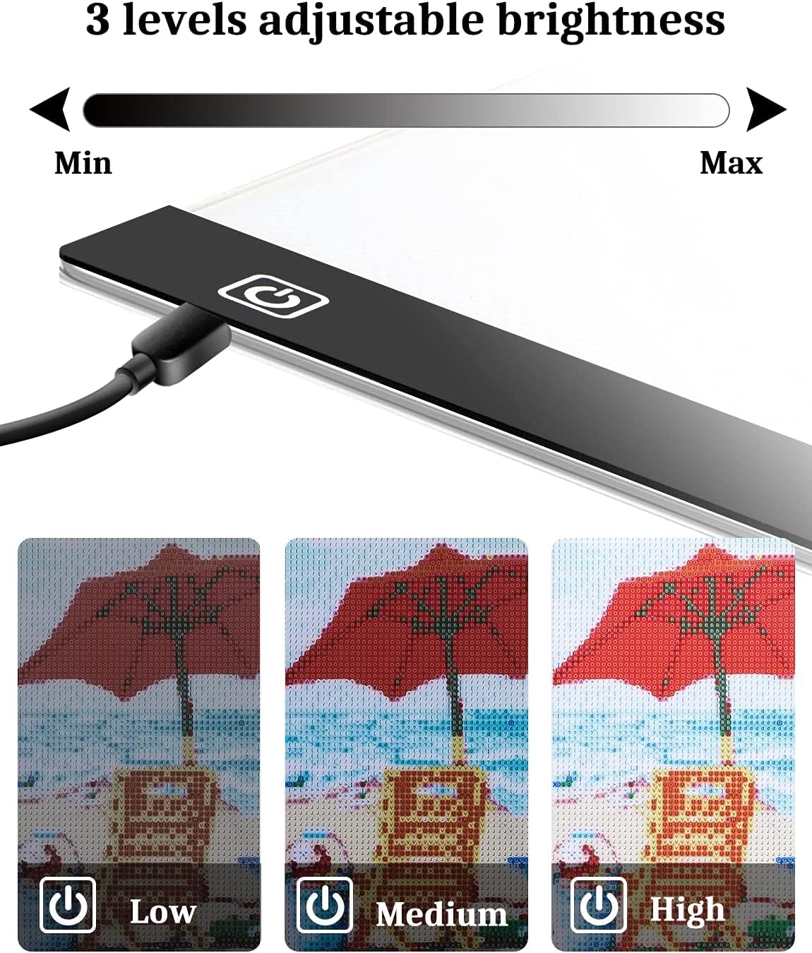 A3 LED Light Pad for Diamond Painting,Ratukall Diamond Art Light Board Kit,Adjustable Brightness Light Box for Tracing with Diamond Painting Accessories and Tools Includes Storage Case, Pens,Stand