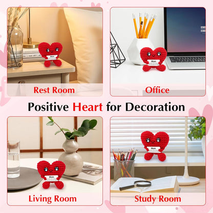 COZYMATE (HeartShape-Red2) Birthday Gifts for Mom - Pocket Hug Heart with Positive Emotional Card Handmade Crochet