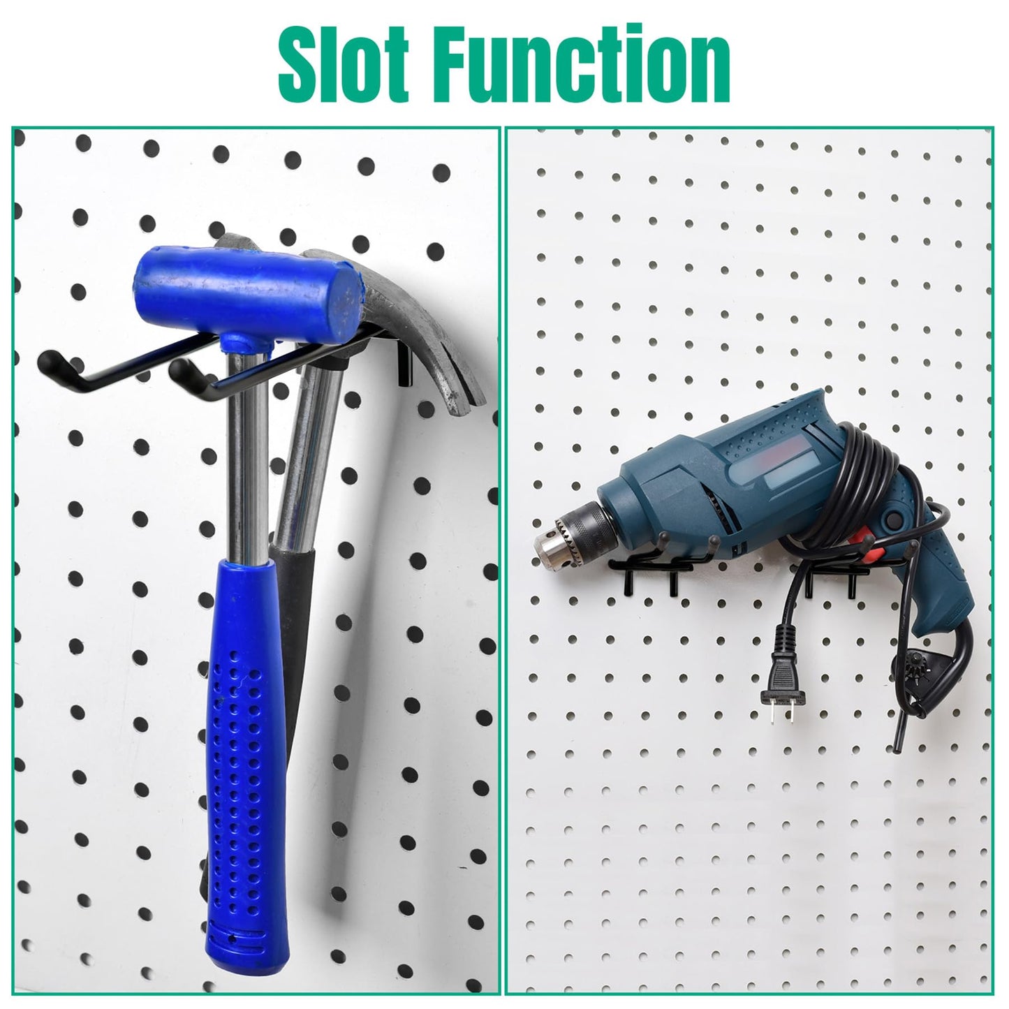 G.CORE 10 Pack Pegboard Hooks, Peg Board Tool Utility Hooks & Hangers Fit 1/4" Pegboards, Heavy Duty Metal Peg Board Shelving Hooks, Wall Organizers and Storage for Craft Room Garage Workbench (Black)