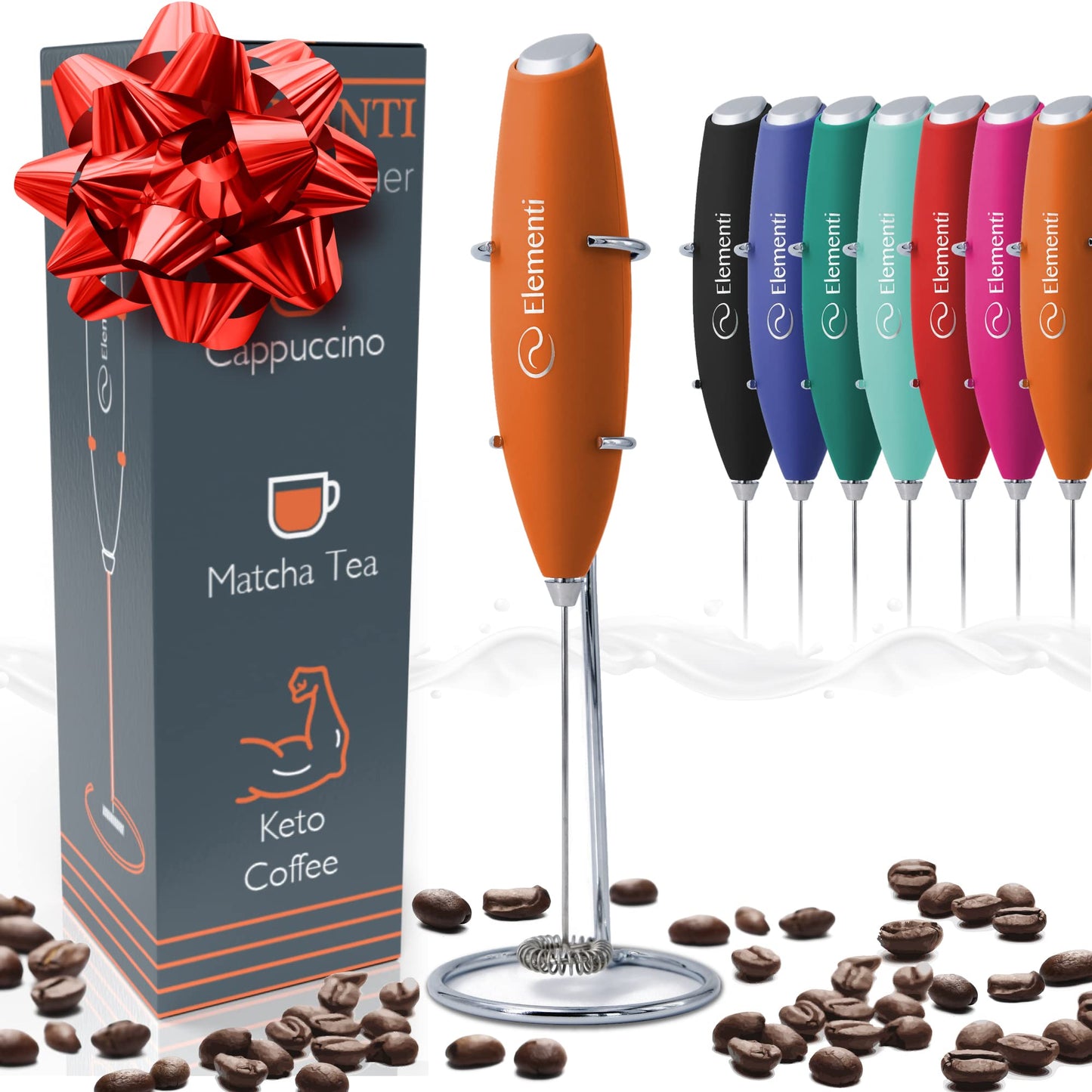 Elementi Portable Electric Milk Frother, Matcha Whisk, Milk Frother for Coffee Frother Electric Hand Blender, Mini Electric Whisk Small Hand Blender (Periwinkle)