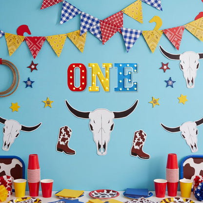 Aurelema Cartoon One Letter LED Lights, Toy Inspire 8.9 Inch Battery Powered LED Marquee Letters Lights Sign for 1 Year Old First Birthday Party Supplies Table Centerpieces Photo Prop Decor (Rainbow)