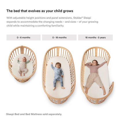 Stokke Sleepi Mini Bundle V3, Natural - Includes Sleepi Mini V3, Mattress & Drape Rod - Suitable for Ages 0-6 Months - Adjustable & Stylish