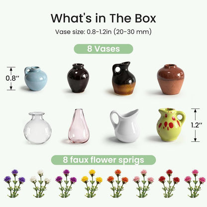 Cute Mini Ceramic Vase Magnets for Fridge, Funny Small Plant Magnets, Tiny 3D Plant Vase for Refrigerator Decoration Kitchen Locker Kitchen Office (8 Pack)