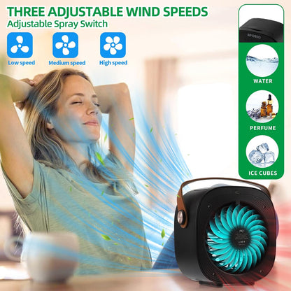 Portable Air Conditioners, 5200mAh Mini Air Cooler with 3 Speeds, Small Desk Air Conditioner for Bedroom, Office