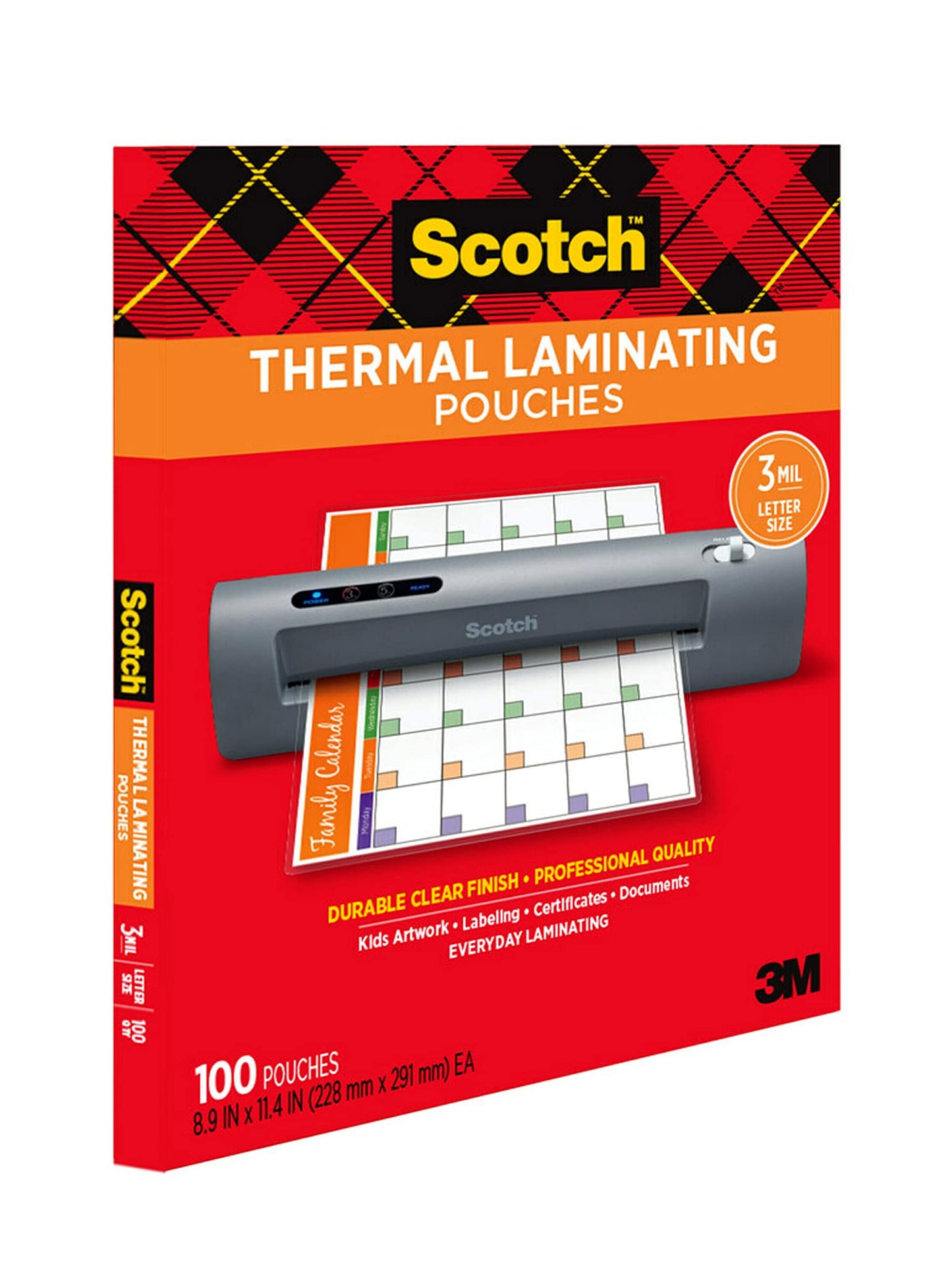 Scotch Thermal Laminating Pouches, for Use with Thermal Laminators, 8.9 x 11.4 Inches, Letter Size Sheets, 100-Pack