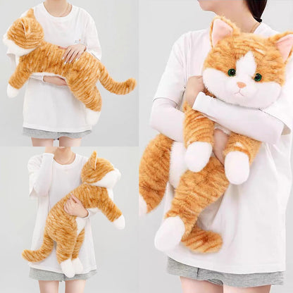Leahaoe Weighted Stuffed Cat 19" 2Lbs, Realistic Cat Stuffed Animal for Kids and Adutls, Soft Orange Weighted Plush Animal Pillow Toy