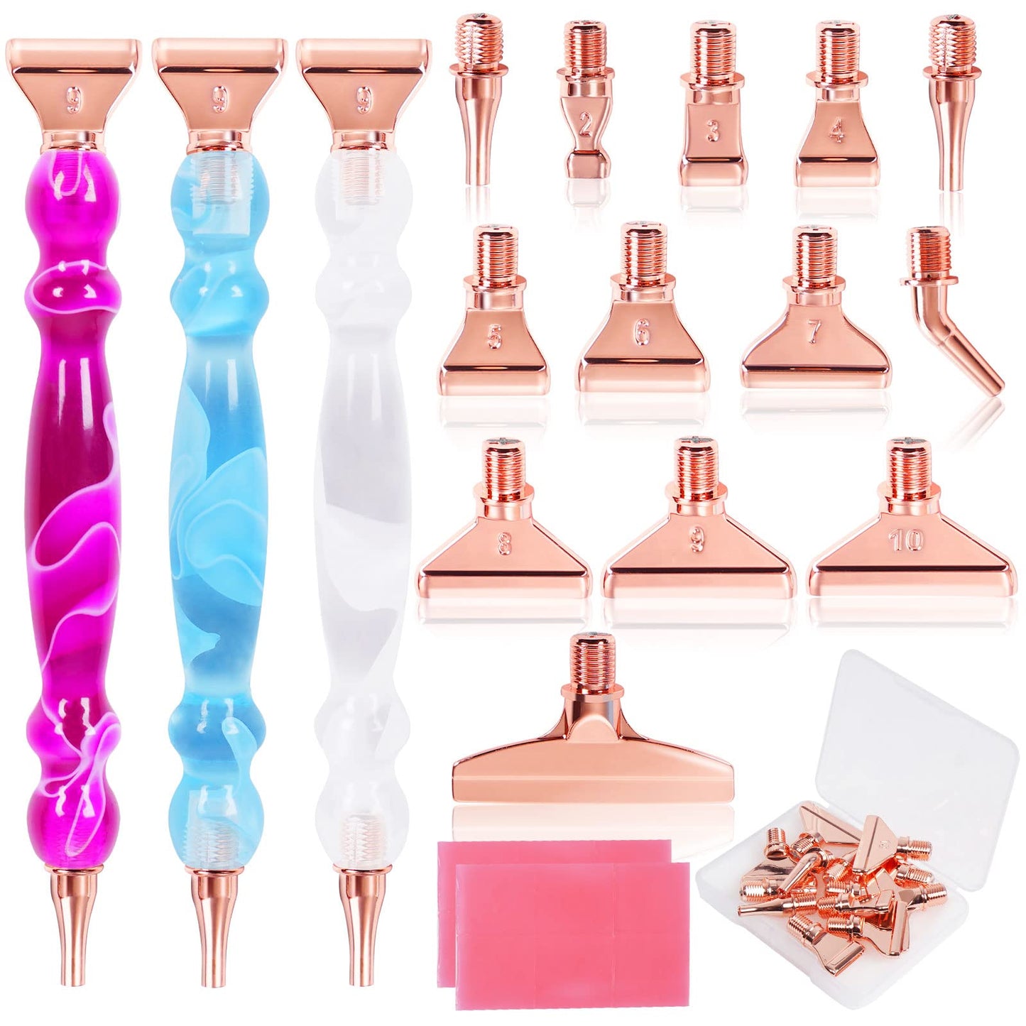 Taobido 29 PCS Metal Thread Tips Diamond Painting Tools, 3 Art Pens,13 Upgraded Variety of Stainless Steel Tips, No Loosen, Diamond Painting Accessories for DIY Craft, (WBRR)