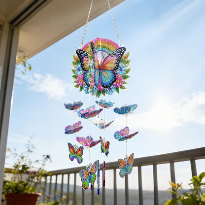 Xylzzuit Diamond Art Painting Wind Chimes Rhinestone Butterfly Diamond Art Suncatcher Double Sided Hanging Pendant DIY Craft for Adults Wall Window Ornament Home Decor (Butterfly01)