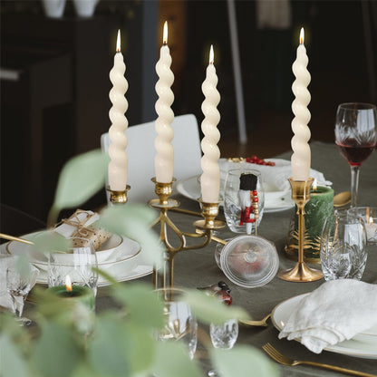 Gedengni Brown and White Taper Candle Brown Candlestick,8pcs Cute Candle Sticks Short Twisted Candlesticks Fancy Tapered Candles for Home Décor Weddings Holiday Women Gifts