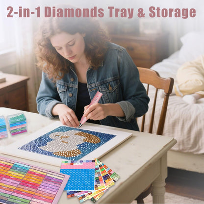 Qlonry 80Pcs Upgrade Diamond Art Storage Trays Convex Point Bottom Design Diamond Painting Trays with Lids 2-in-1 Diamond Art Accessories for DIY Gift