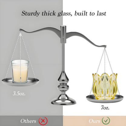 VIVAHEARTH Tulip Votive Candle Holders Set of 6, Tea Light Candle Holder Glass for Table Centerpiece, Tealight Candle Holders for Wedding Déco, Birthday, Anniversary, Parties, and Holiday (Glod)