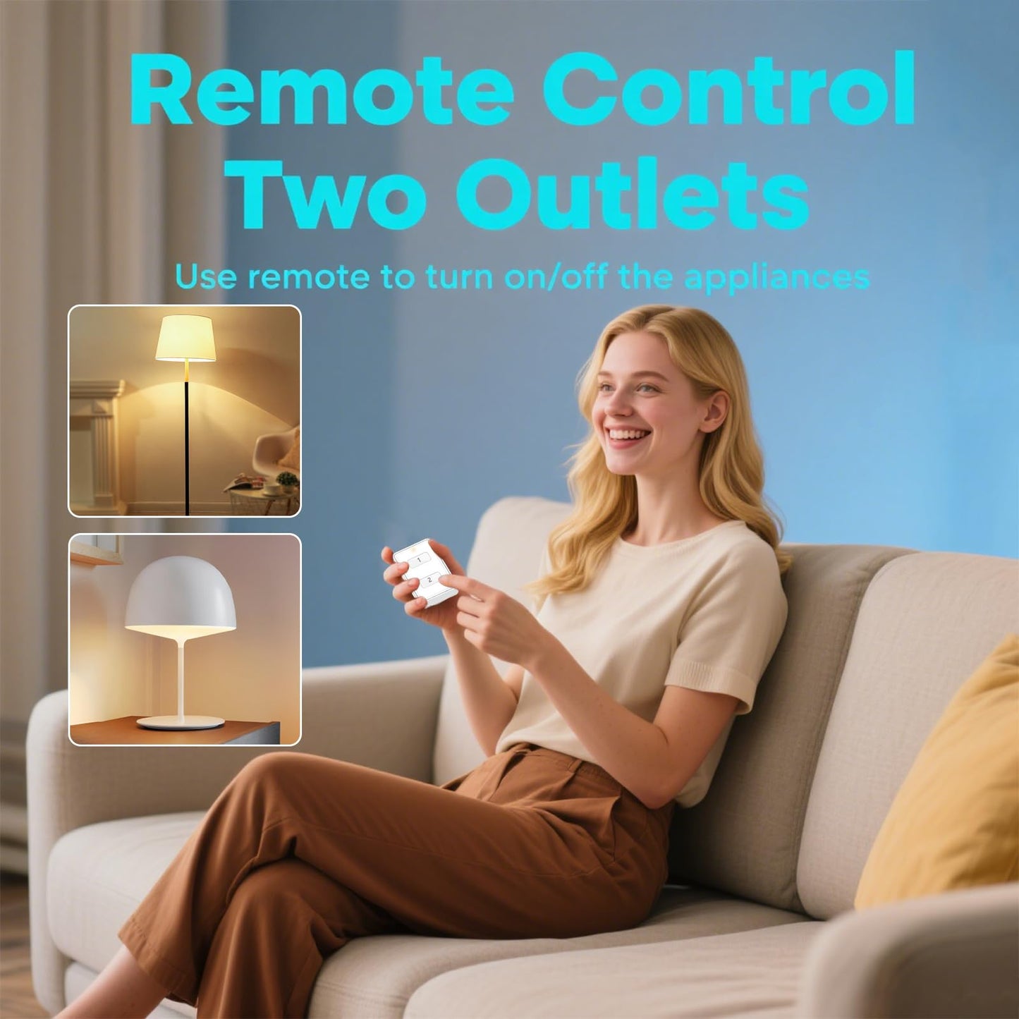 LoraTap 656ft Wireless Wall-Switch: Remote Control Outlet 3 Pack — Lights & Small Appliances — No Wiring —1 Remote for 3 Plugs