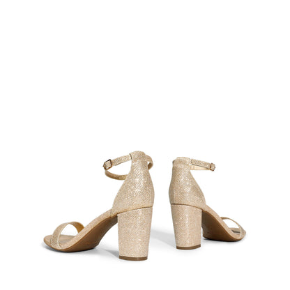 DREAM PAIRS Women's Chunk Low Heel Pump Sandals,Size 5,Gold/Glitter,CHUNK