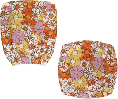 Cadowhimsy 2 Hippie Daisy Flower Print Office Chair Slipcover Piece Desk Chair Cover Removable Computer Chair