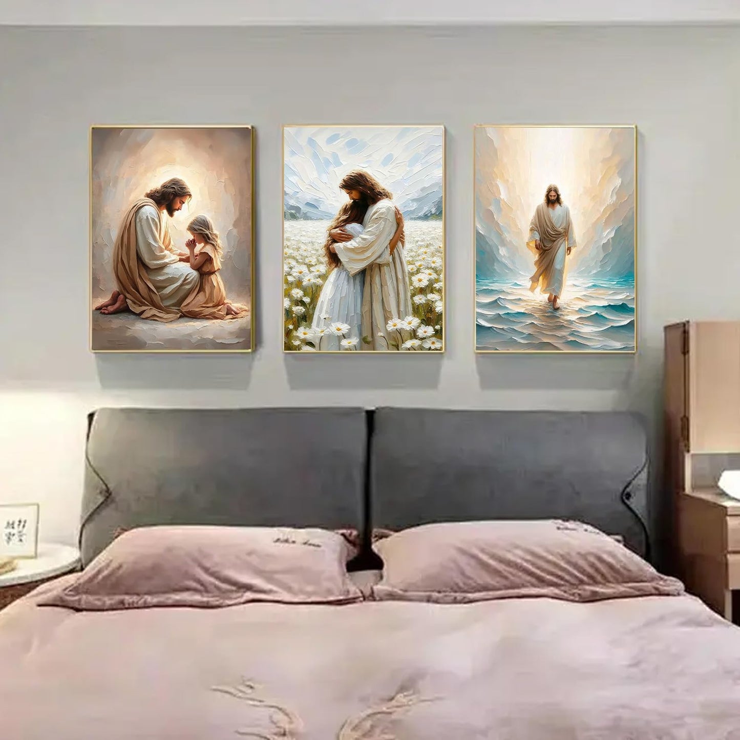 Paint by Numbers for Adults and Kids Beginner 3 Pack Christian Jesus Painting by Number Kits On Canvas Number Artist Paint by Number Kit DIY Oil Painting Acrylic Paints, Home Wall Decor(Frameworkless)