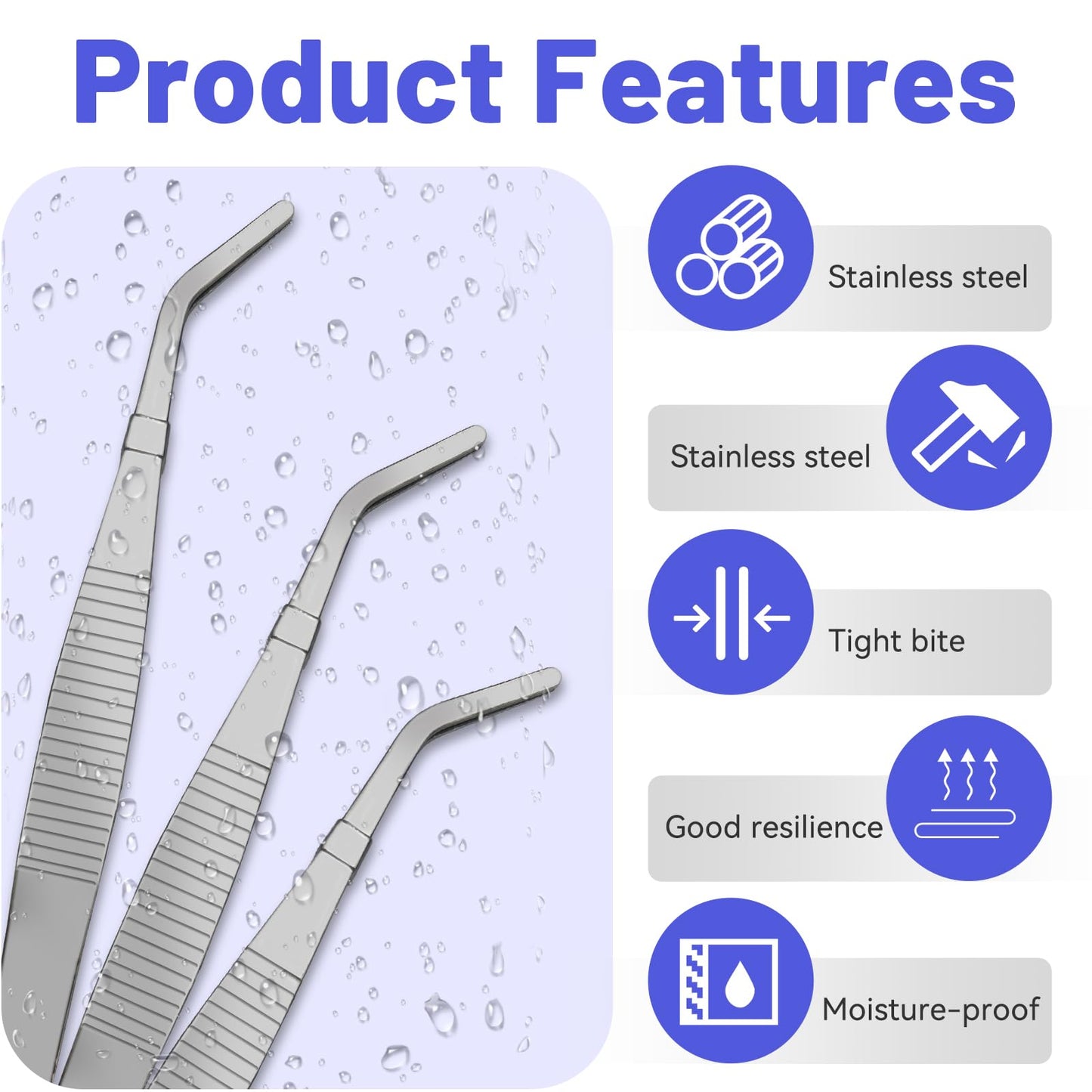30PCS Thickened Stainless Steel Tweezers with Curved Serrated Tip, 6.3×0.4in Multipurpose Tweezers for Crafting, Craft Sewing, Garden Work and Feeding Small Animals, Non-Slipping Hand Tools (Sliver)