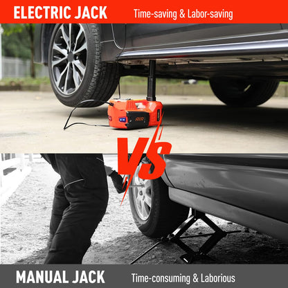 Trihelper Electric Car Jack 5 Ton 12V Floor Jack Hydraulic Jack Stand Car Lift Jack with Integrated Tire Pump for SUV Truck Sedan Vehicle Roadside Emergency Tire Change