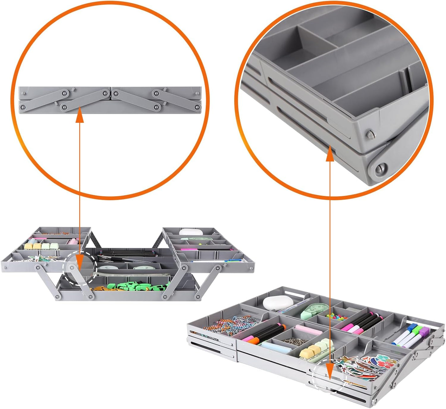 Drawer Organizer - 2/3 Tier Expandable Collapsible Tray with Adjustable Compartments for Cosmetics, Jewelry & Kitchen